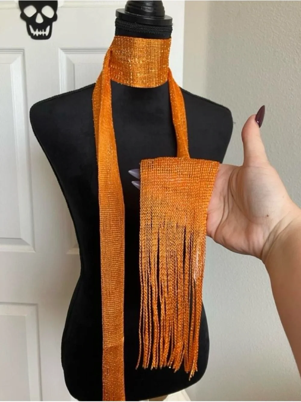 & Other Stories Metallic Orange Fringe Wrap Scarf